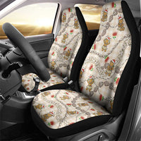 Beige Palaka Hawaii Mele Kalikimaka Car Seat Cover Ohia Lehua Shell Leis Funny Gingerbread Santa - Polynesian Pride