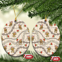 Beige Palaka Hawaii Mele Kalikimaka Ceramic Ornament Ohia Lehua Shell Leis Funny Gingerbread Santa - Polynesian Pride