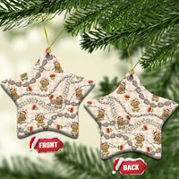 Beige Palaka Hawaii Mele Kalikimaka Ceramic Ornament Ohia Lehua Shell Leis Funny Gingerbread Santa - Polynesian Pride