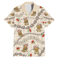 Beige Palaka Hawaii Mele Kalikimaka Family Matching Mermaid Dress and Hawaiian Shirt Ohia Lehua Shell Leis Funny Gingerbread Santa - Polynesian Pride