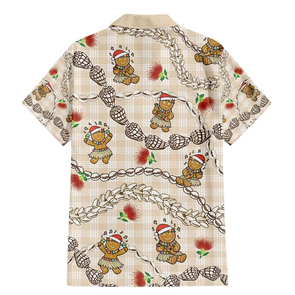 Beige Palaka Hawaii Mele Kalikimaka Family Matching Mermaid Dress and Hawaiian Shirt Ohia Lehua Shell Leis Funny Gingerbread Santa - Polynesian Pride