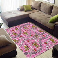 Pink Palaka Hawaii Mele Kalikimaka Area Rug Ohia Lehua Shell Leis Funny Gingerbread Santa - Polynesian Pride