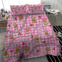 Pink Palaka Hawaii Mele Kalikimaka Bedding Set Ohia Lehua Shell Leis Funny Gingerbread Santa - Polynesian Pride