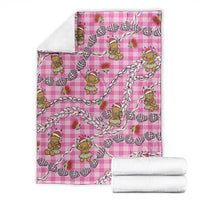 Pink Palaka Hawaii Mele Kalikimaka Blanket Ohia Lehua Shell Leis Funny Gingerbread Santa - Polynesian Pride