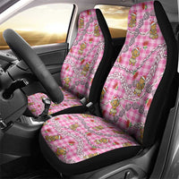 Pink Palaka Hawaii Mele Kalikimaka Car Seat Cover Ohia Lehua Shell Leis Funny Gingerbread Santa - Polynesian Pride