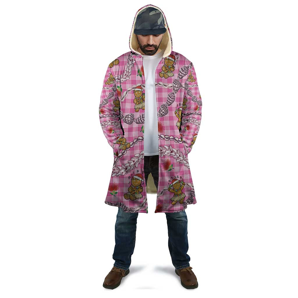 Pink Palaka Hawaii Mele Kalikimaka Cloak Ohia Lehua Shell Leis Funny Gingerbread Santa - Polynesian Pride