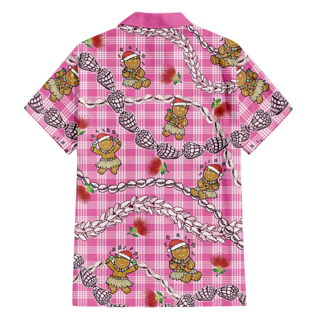 Pink Palaka Hawaii Mele Kalikimaka Family Matching Puletasi and Hawaiian Shirt Ohia Lehua Shell Leis Funny Gingerbread Santa LT14 - Polynesian Pride