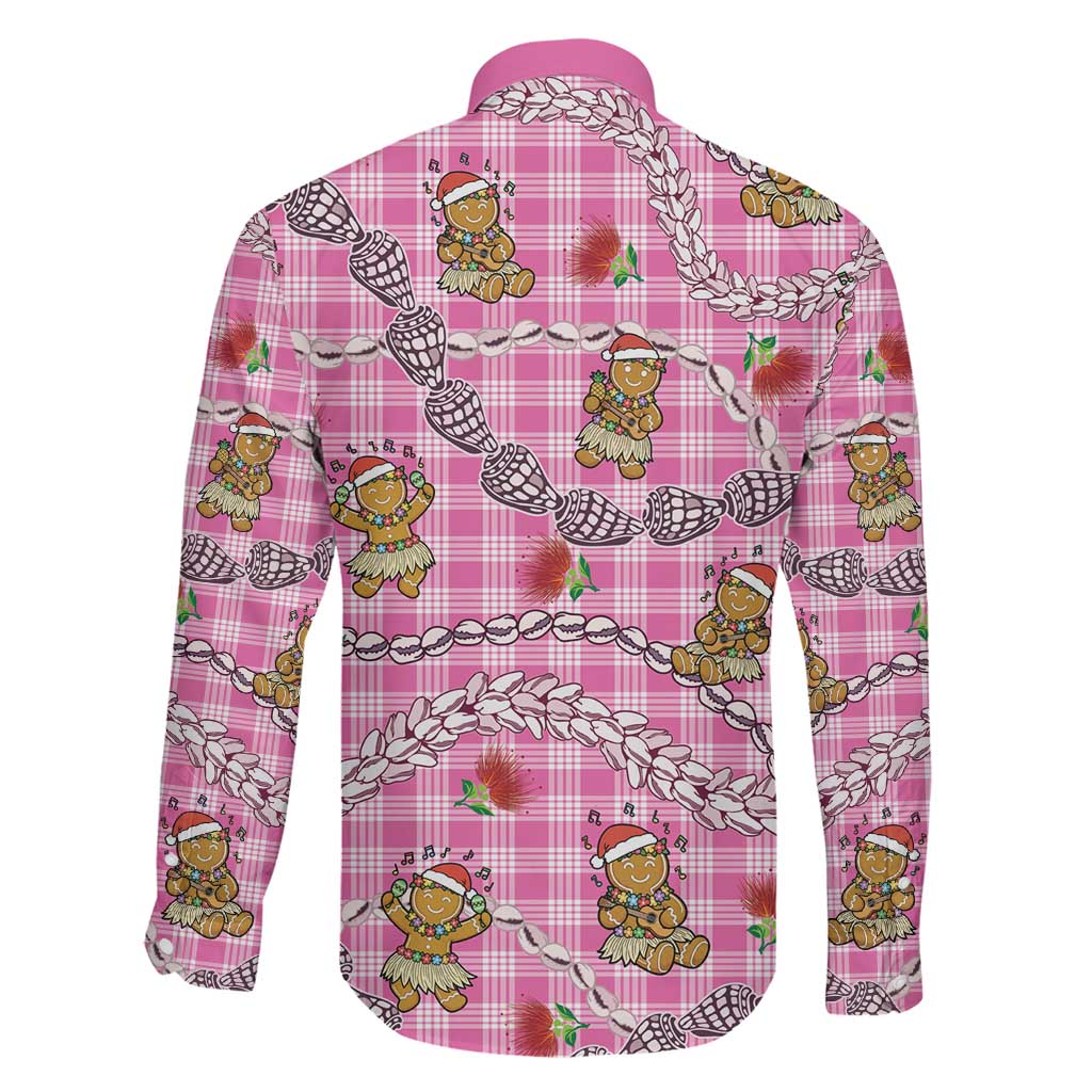 Pink Palaka Hawaii Mele Kalikimaka Family Matching Puletasi and Hawaiian Shirt Ohia Lehua Shell Leis Funny Gingerbread Santa LT14 - Polynesian Pride