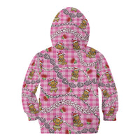 Pink Palaka Hawaii Mele Kalikimaka Kid Hoodie Ohia Lehua Shell Leis Funny Gingerbread Santa - Polynesian Pride