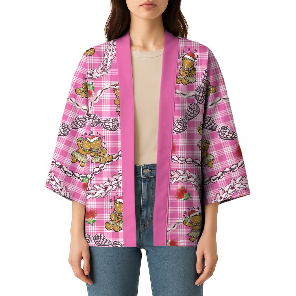 Pink Palaka Hawaii Mele Kalikimaka Kimono Ohia Lehua Shell Leis Funny Gingerbread Santa - Polynesian Pride