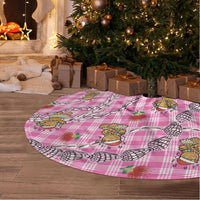 Pink Palaka Hawaii Mele Kalikimaka Tree Skirt Ohia Lehua Shell Leis Funny Gingerbread Santa - Polynesian Pride