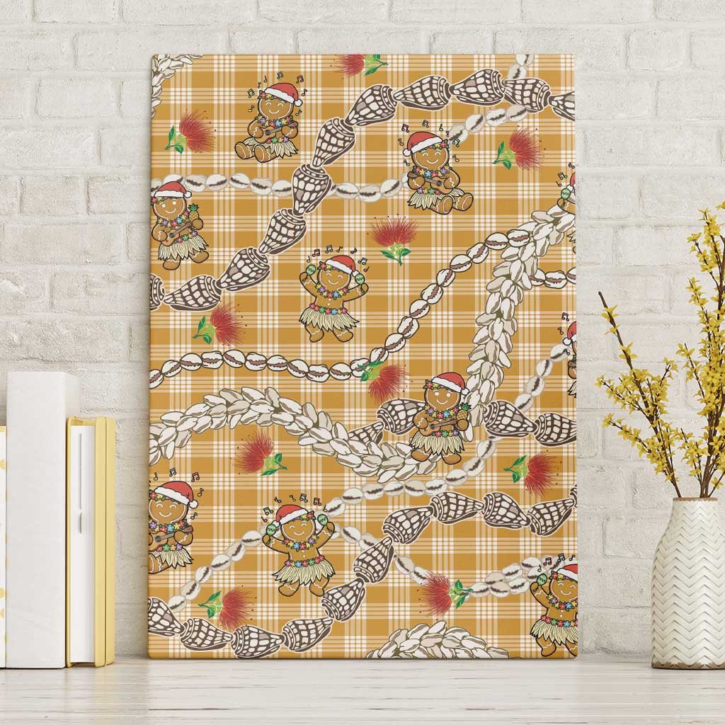 Gold Palaka Hawaii Mele Kalikimaka Canvas Wall Art Ohia Lehua Shell Leis Funny Gingerbread Santa LT14 Without Frame Gold - Polynesian Pride