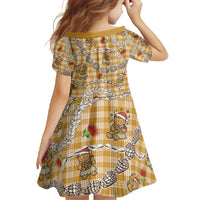 Gold Palaka Hawaii Mele Kalikimaka Family Matching Short Sleeve Bodycon Dress and Hawaiian Shirt Ohia Lehua Shell Leis Funny Gingerbread Santa - Polynesian Pride