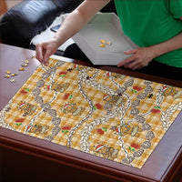 Gold Palaka Hawaii Mele Kalikimaka Puzzle Ohia Lehua Shell Leis Funny Gingerbread Santa - Polynesian Pride