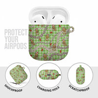 Green Palaka Hawaii Mele Kalikimaka AirPods Case Ohia Lehua Shell Leis Funny Gingerbread Santa - Polynesian Pride