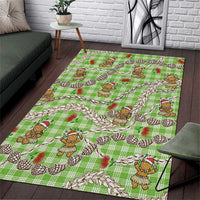 Green Palaka Hawaii Mele Kalikimaka Area Rug Ohia Lehua Shell Leis Funny Gingerbread Santa - Polynesian Pride
