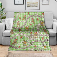 Green Palaka Hawaii Mele Kalikimaka Blanket Ohia Lehua Shell Leis Funny Gingerbread Santa - Polynesian Pride