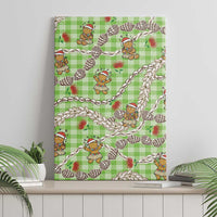 Green Palaka Hawaii Mele Kalikimaka Canvas Wall Art Ohia Lehua Shell Leis Funny Gingerbread Santa - Polynesian Pride