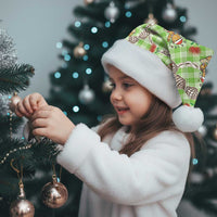 Green Palaka Hawaii Mele Kalikimaka Christmas Santa Hat Ohia Lehua Shell Leis Funny Gingerbread Santa - Polynesian Pride
