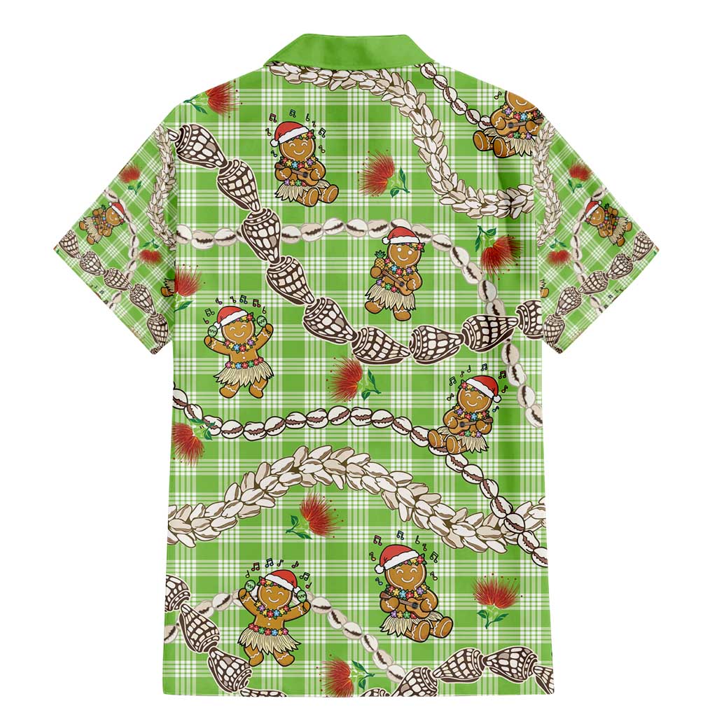 Green Palaka Hawaii Mele Kalikimaka Family Matching Mermaid Dress and Hawaiian Shirt Ohia Lehua Shell Leis Funny Gingerbread Santa - Polynesian Pride