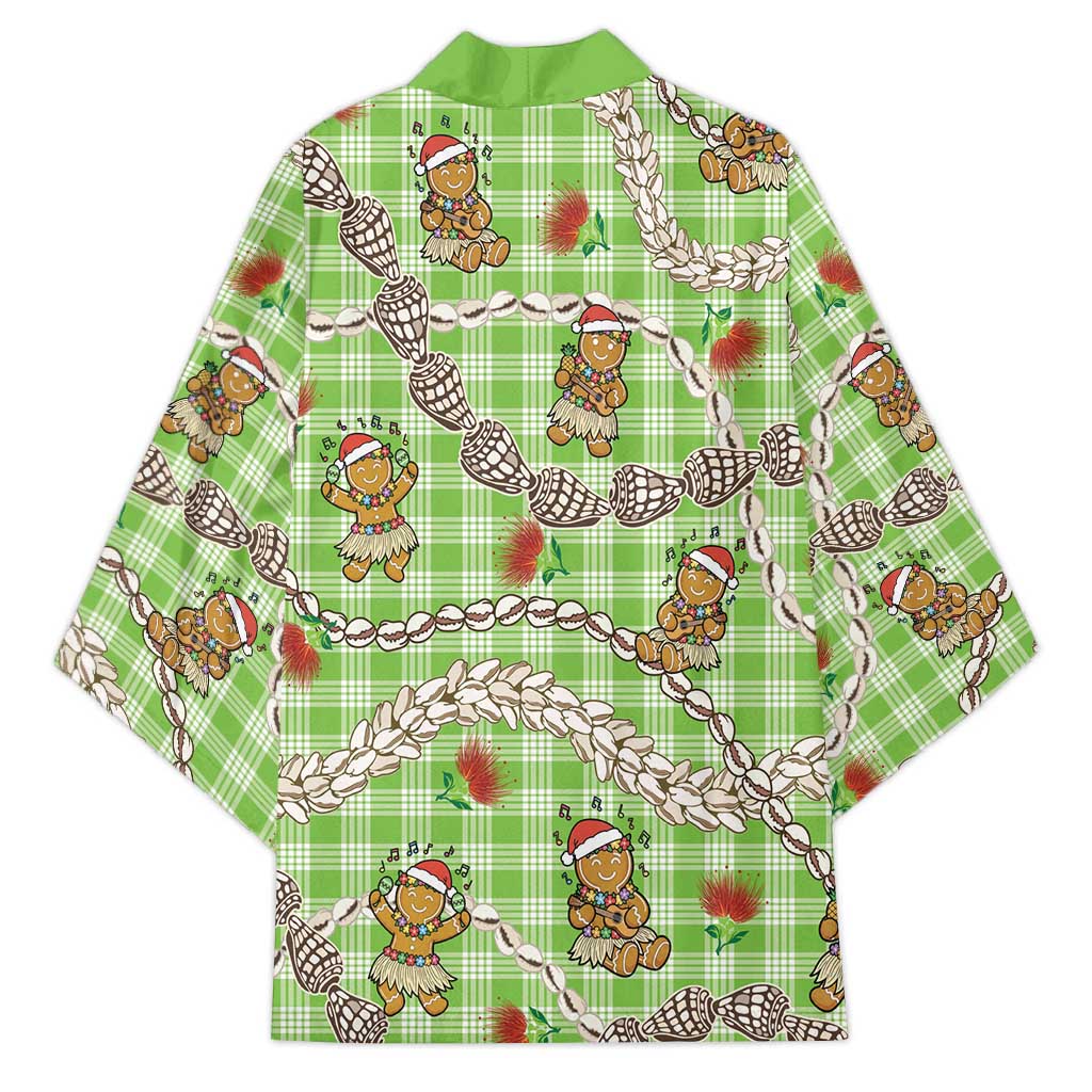 Green Palaka Hawaii Mele Kalikimaka Kimono Ohia Lehua Shell Leis Funny Gingerbread Santa - Polynesian Pride