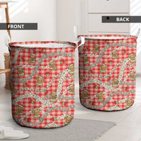 Red Palaka Hawaii Mele Kalikimaka Laundry Basket Ohia Lehua Shell Leis Funny Gingerbread Santa - Polynesian Pride