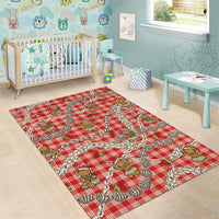 Red Palaka Hawaii Mele Kalikimaka Area Rug Ohia Lehua Shell Leis Funny Gingerbread Santa - Polynesian Pride