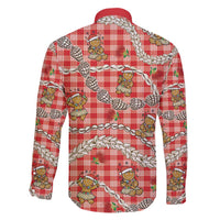 Red Palaka Hawaii Mele Kalikimaka Family Matching Off Shoulder Maxi Dress and Hawaiian Shirt Ohia Lehua Shell Leis Funny Gingerbread Santa - Polynesian Pride