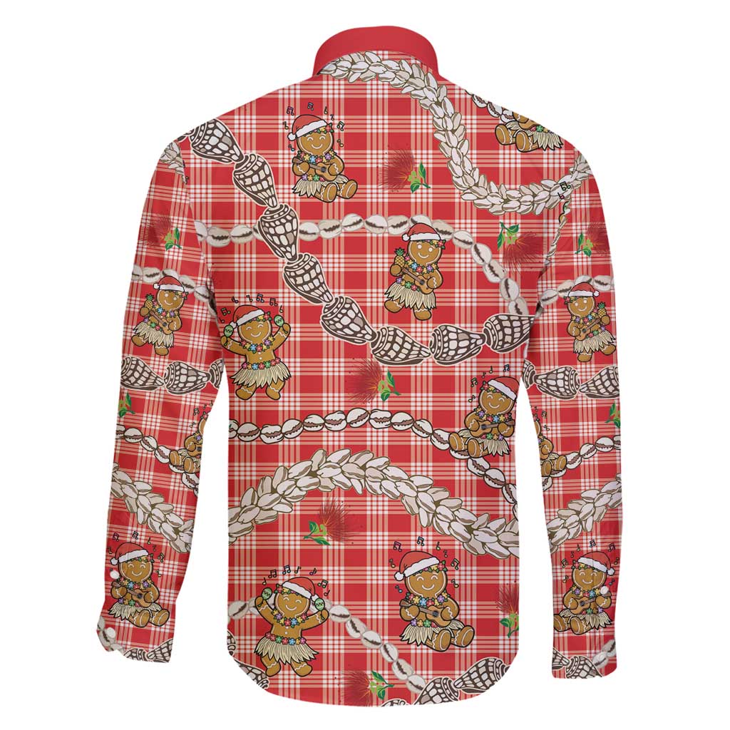 Red Palaka Hawaii Mele Kalikimaka Family Matching Tank Maxi Dress and Hawaiian Shirt Ohia Lehua Shell Leis Funny Gingerbread Santa - Polynesian Pride