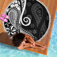 Black Polynesia Paisley Beach Blanket Polynesian With Tropical Flowers LT14 - Polynesian Pride