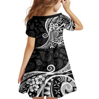 Black Polynesia Paisley Family Matching Puletasi Dress and Hawaiian Shirt Polynesian With Tropical Flowers LT14 - Polynesian Pride