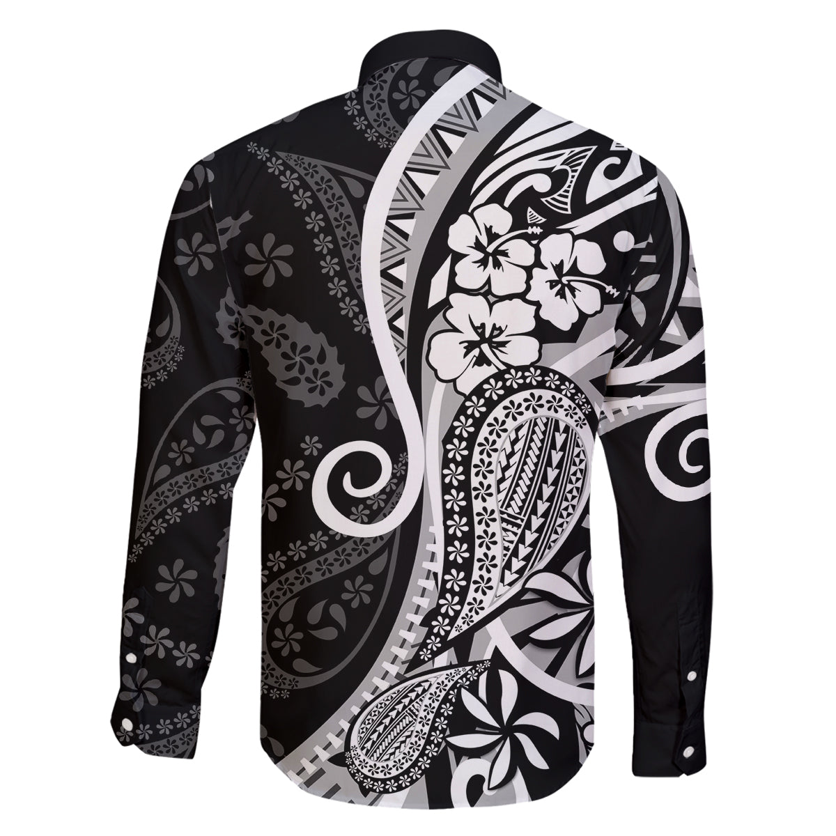 Black Polynesia Paisley Family Matching Puletasi Dress and Hawaiian Shirt Polynesian With Tropical Flowers LT14 - Polynesian Pride