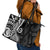 Black Polynesia Paisley Leather Tote Bag Polynesian With Tropical Flowers LT14 - Polynesian Pride