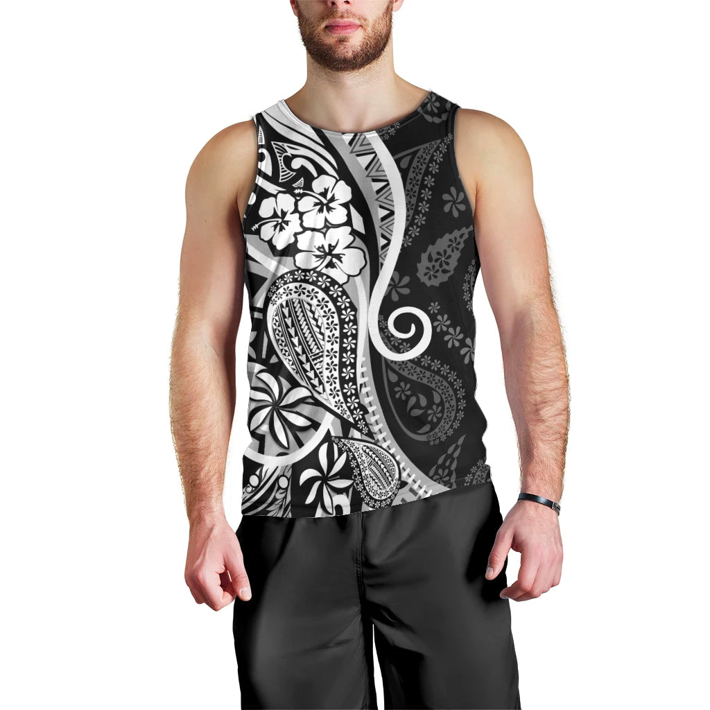 Black Polynesia Paisley Men Tank Top Polynesian With Tropical Flowers LT14 - Polynesian Pride