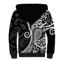 Black Polynesia Paisley Sherpa Hoodie Polynesian With Tropical Flowers LT14 - Polynesian Pride