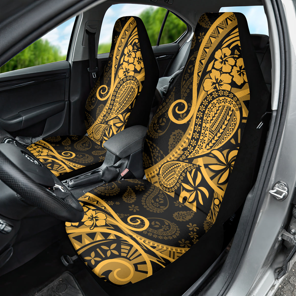 Gold Polynesia Paisley Car Seat Cover Polynesian With Tropical Flowers LT14 - Polynesian Pride