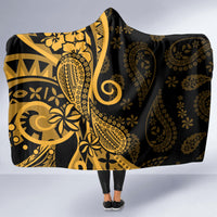 Gold Polynesia Paisley Hooded Blanket Polynesian With Tropical Flowers LT14 - Polynesian Pride