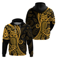 Gold Polynesia Paisley Hoodie Polynesian With Tropical Flowers LT14 - Polynesian Pride