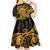 Gold Polynesia Paisley Kid Short Sleeve Dress Polynesian With Tropical Flowers LT14 - Polynesian Pride
