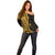 Gold Polynesia Paisley Off Shoulder Sweater Polynesian With Tropical Flowers LT14 - Polynesian Pride