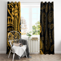 Gold Polynesia Paisley Window Curtain Polynesian With Tropical Flowers LT14 - Polynesian Pride