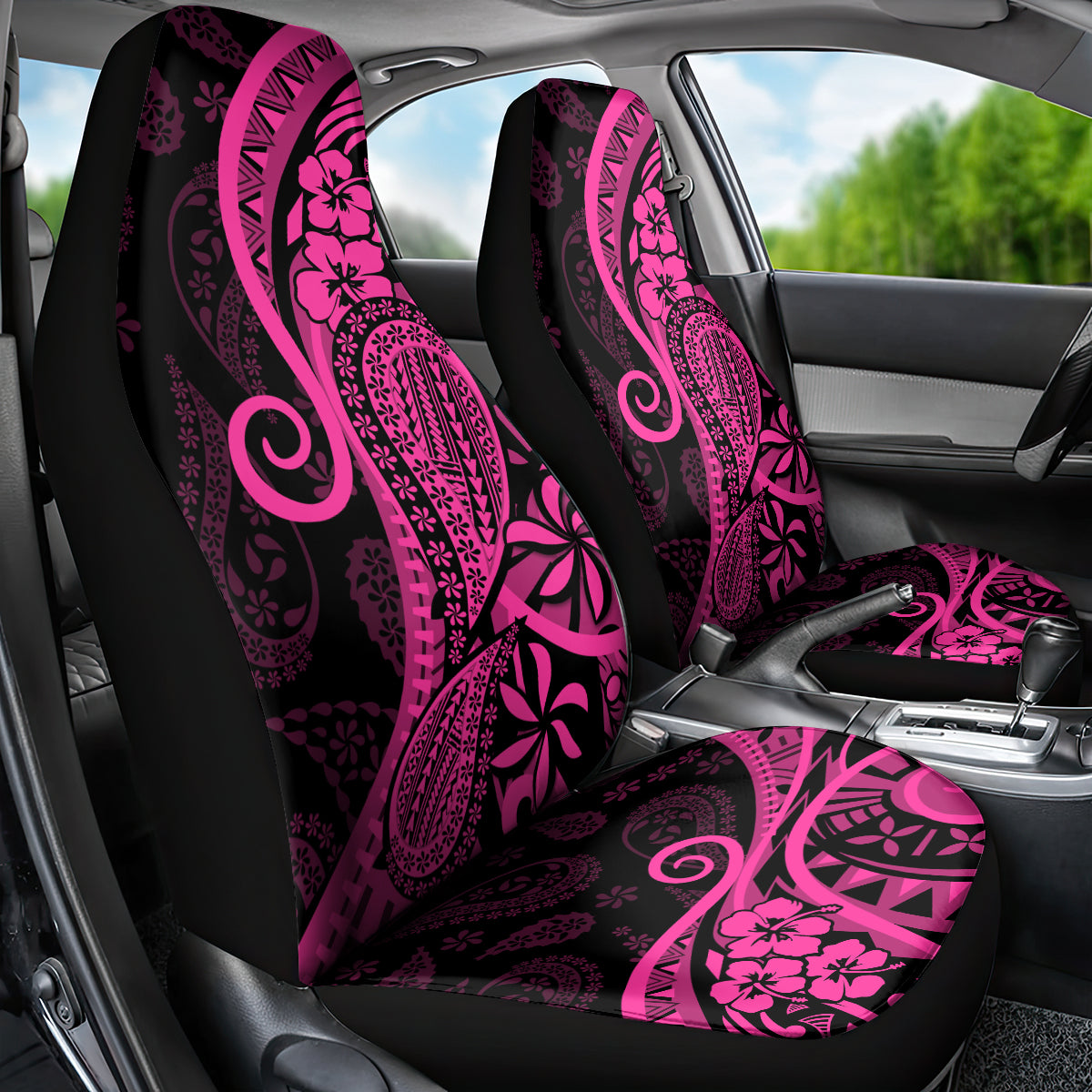Pink Polynesia Paisley Car Seat Cover Polynesian With Tropical Flowers LT14 - Polynesian Pride