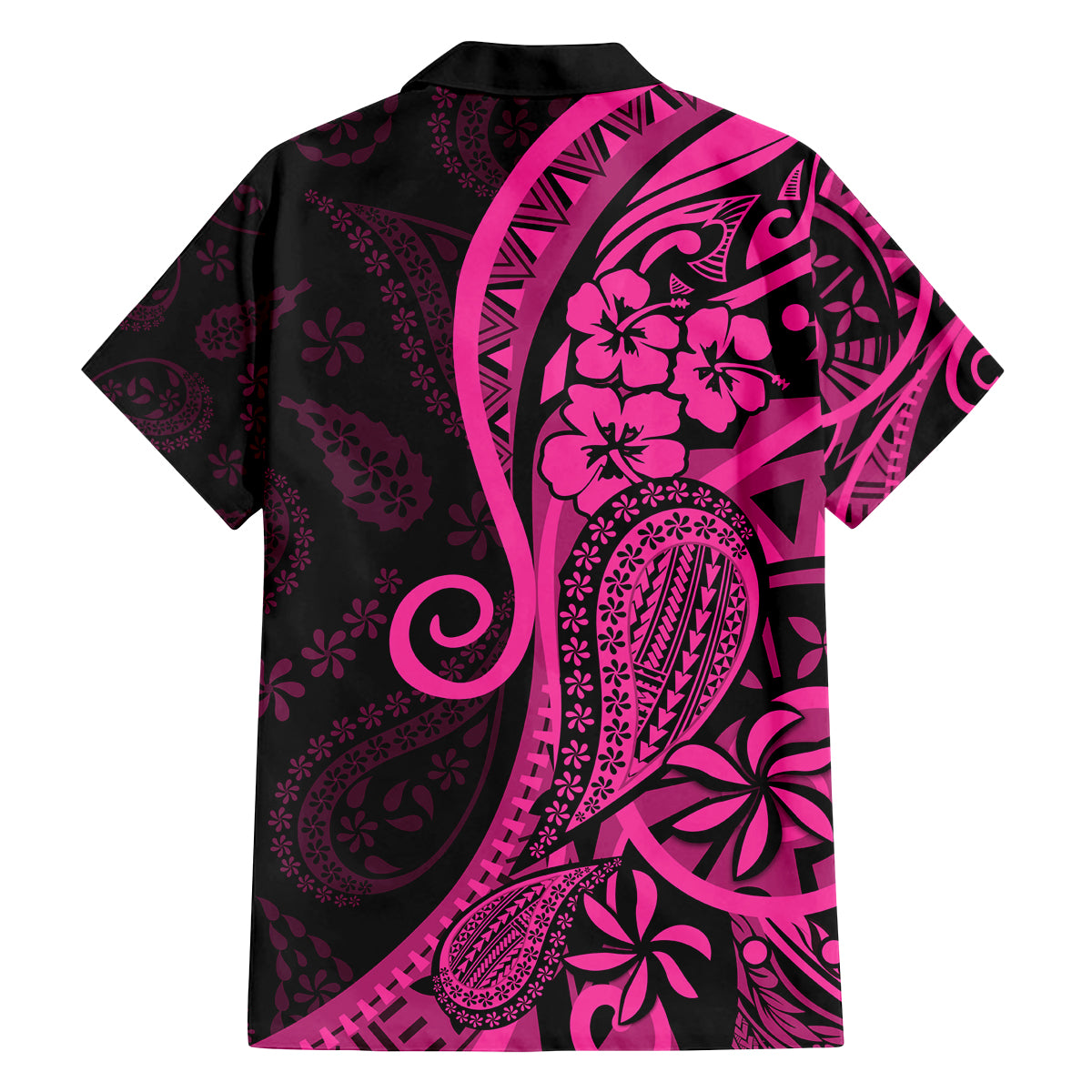 Pink Polynesia Paisley Family Matching Long Sleeve Bodycon Dress and Hawaiian Shirt Polynesian With Tropical Flowers LT14 - Polynesian Pride