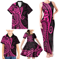 Pink Polynesia Paisley Family Matching Tank Maxi Dress and Hawaiian Shirt Polynesian With Tropical Flowers LT14 - Polynesian Pride