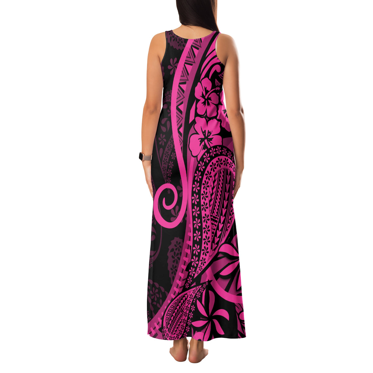 Pink Polynesia Paisley Family Matching Tank Maxi Dress and Hawaiian Shirt Polynesian With Tropical Flowers LT14 - Polynesian Pride