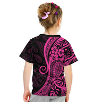 Pink Polynesia Paisley Kid T Shirt Polynesian With Tropical Flowers LT14 - Polynesian Pride