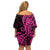 Pink Polynesia Paisley Off Shoulder Short Dress Polynesian With Tropical Flowers LT14 - Polynesian Pride