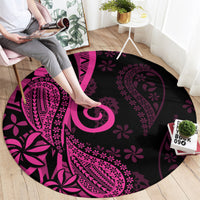 Pink Polynesia Paisley Round Carpet Polynesian With Tropical Flowers LT14 - Polynesian Pride