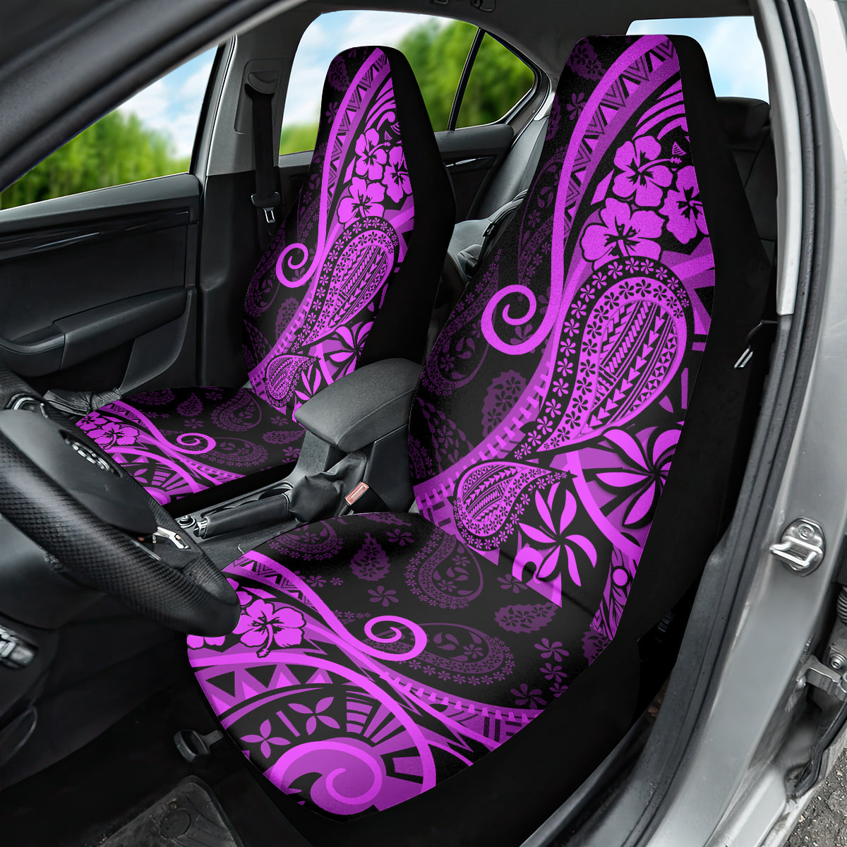 Polynesia Paisley Car Seat Cover Polynesian With Tropical Flowers - Purple LT14 - Polynesian Pride