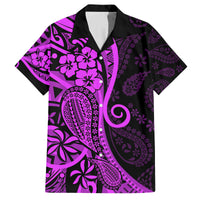 Polynesia Paisley Family Matching Off Shoulder Maxi Dress and Hawaiian Shirt Polynesian With Tropical Flowers - Purple LT14 Dad's Shirt - Short Sleeve Purple - Polynesian Pride